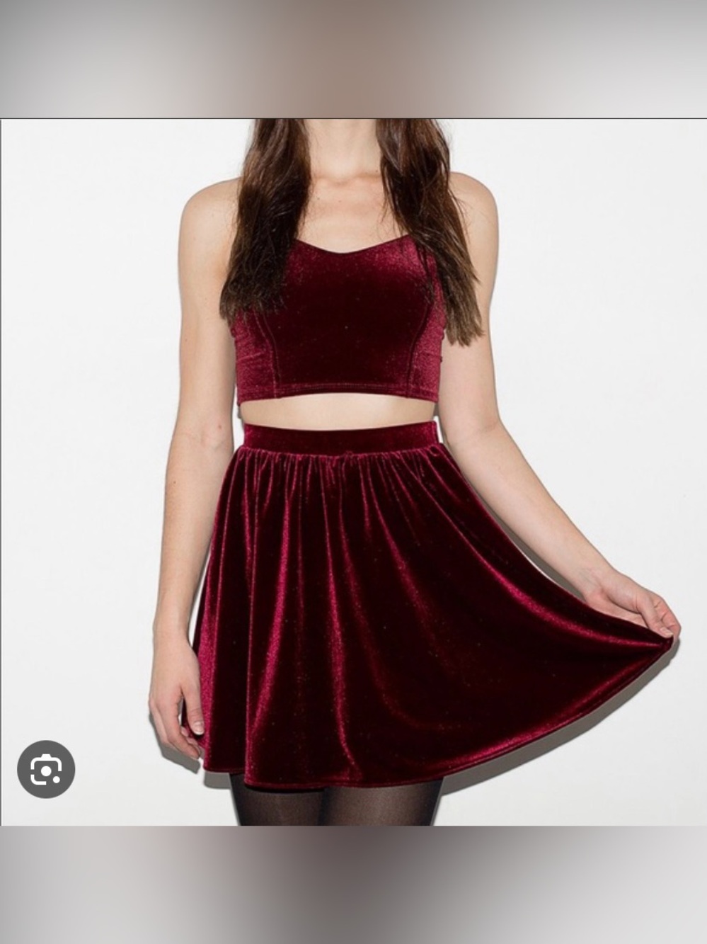 American Apparel Burgundy Stretch Velvet Skirt